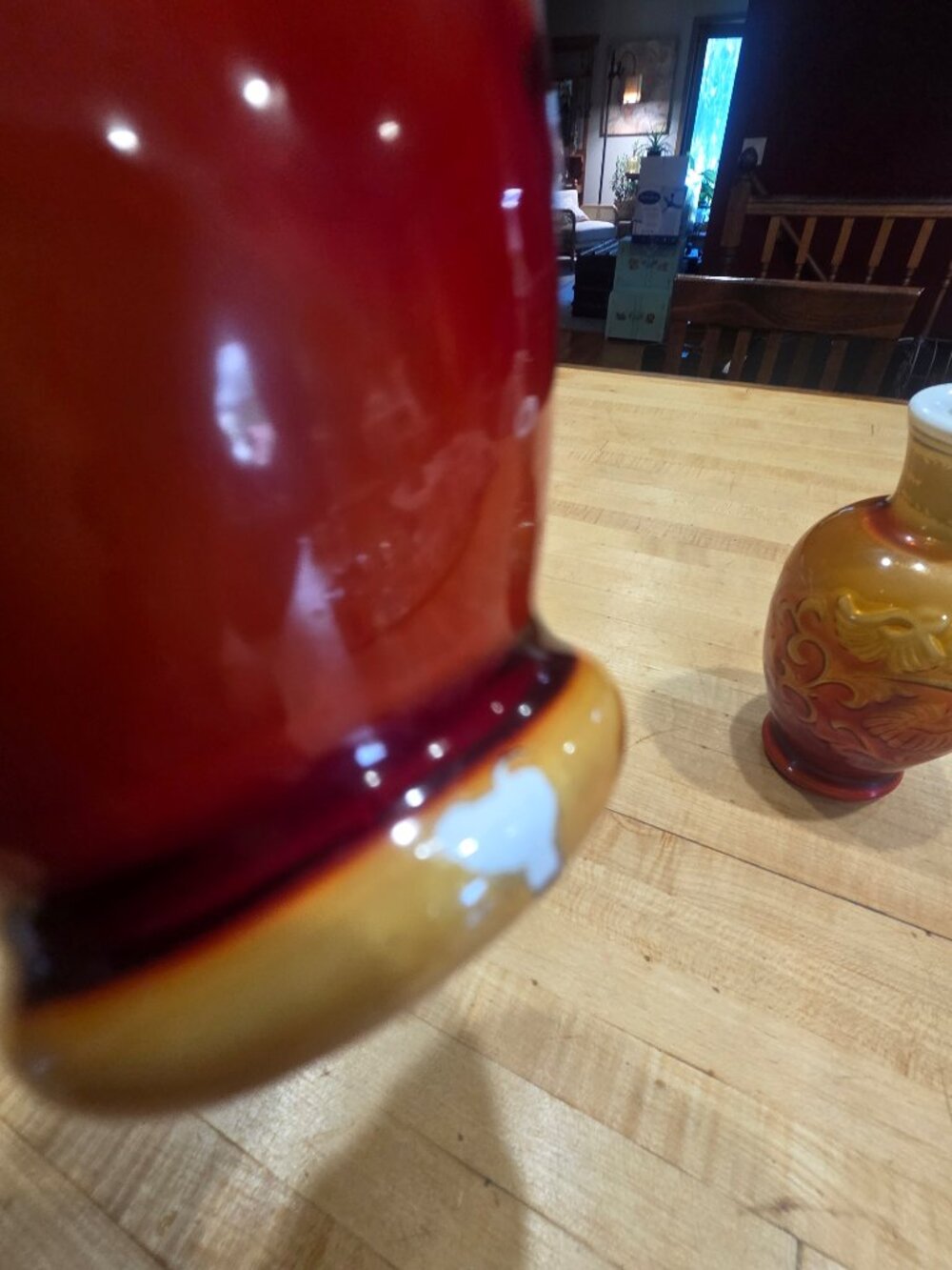 Vintage Avon Spring Bouquet Amberina Slag Glass Vase Pair Mid Century - Picture 6 of 8